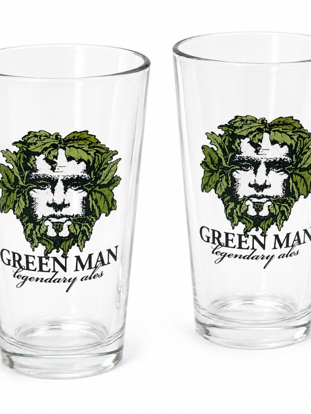 Green Man Legendary Ales Pint Glasses Set – Clear Craft Beer Drinking Glasses - Picture 5 of 5